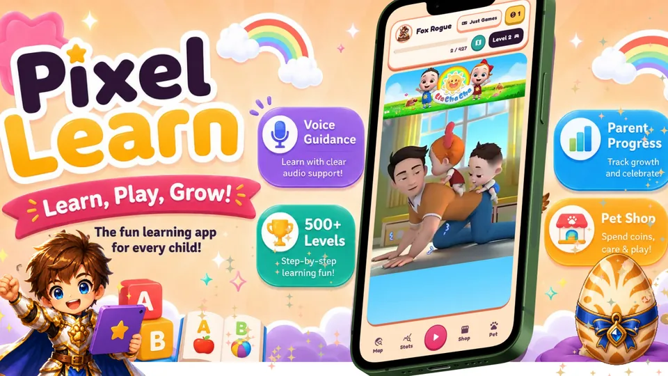 ميزة التوجيه الصوتي PIXEL-LEARN - تعليمات صوتية كاملة لذلك لا حاجة للقراءة، مثالية للأطفال غير اللفظيين والأطفال المصابين بالتوحد